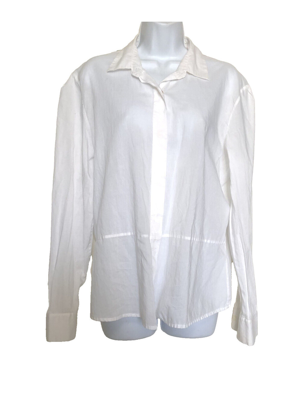 Vintage Perry Ellis Women Long Sleeves White Shirt 100% Cotton Size 16
